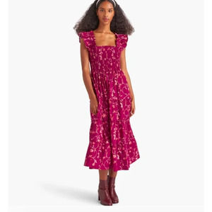 HILL HOUSE Ellie Nap Dress Burgundy Botanical XS